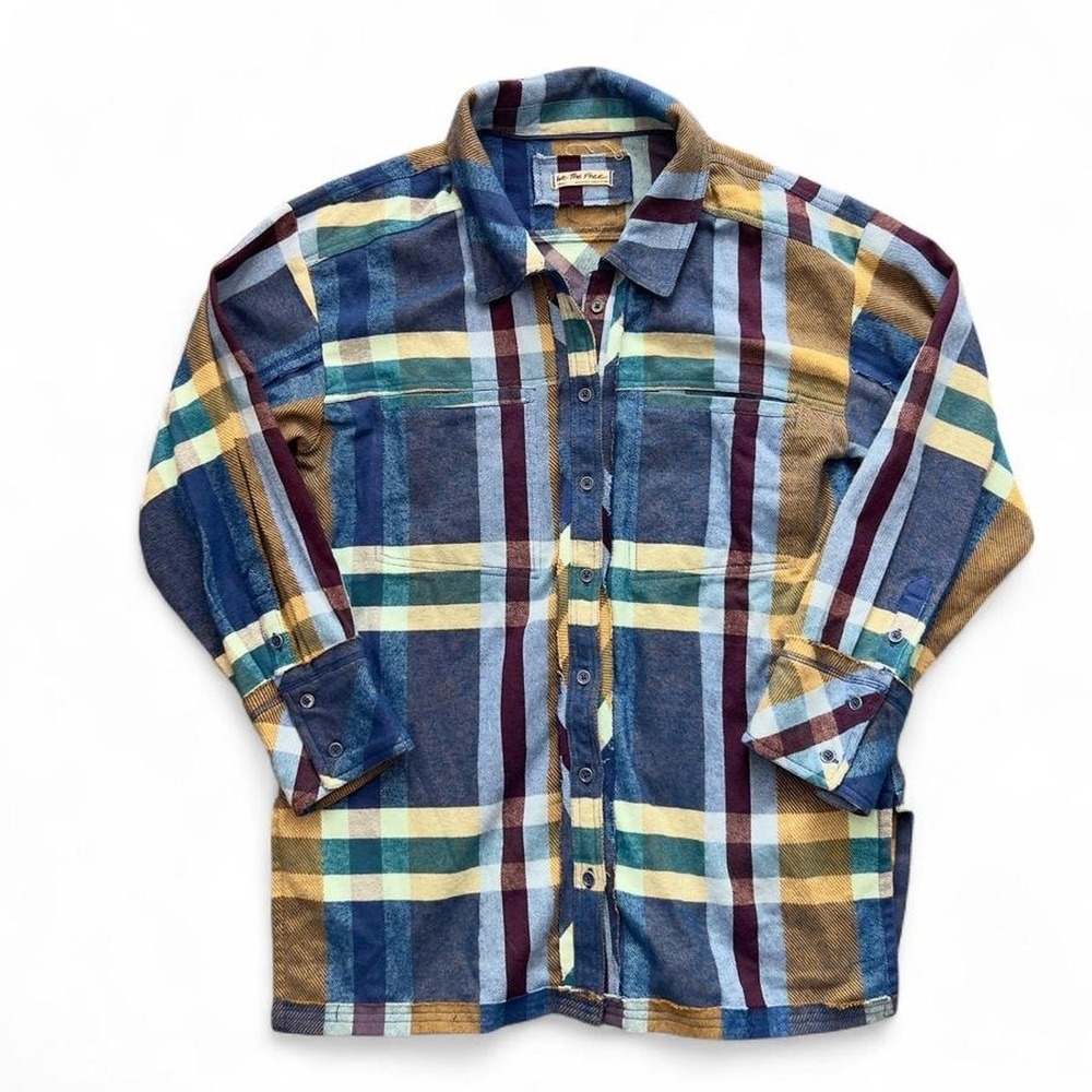 We The Free Free People So Long Summer Plaid Top Shacket Size Small Boho